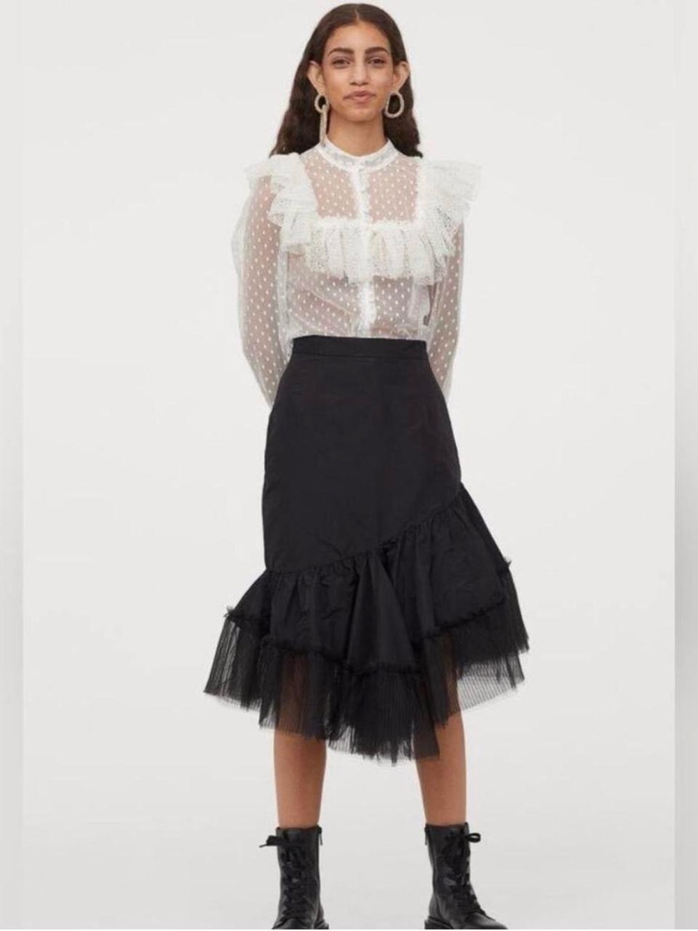 Sandra Mansour X H&M collaboration Black Midi asymmetrical skirt Size 8